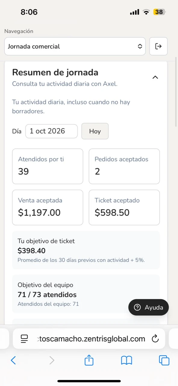 Captura autorizada: seguimiento diario del espacio de trabajo comercial.